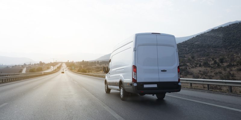 White Delivery Van on the road